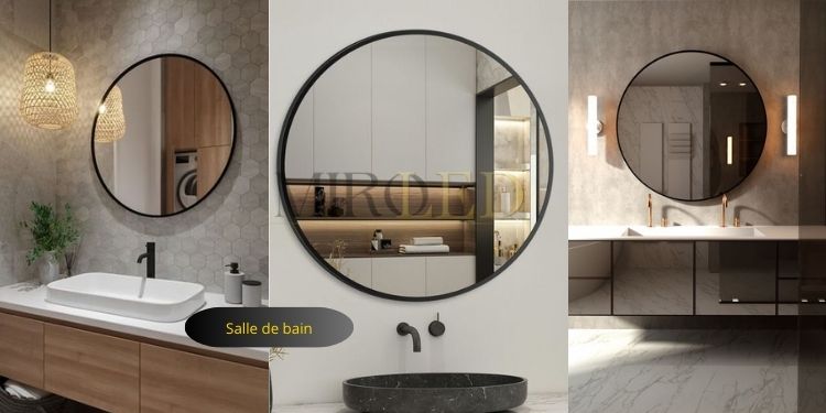 Miroir rond noir