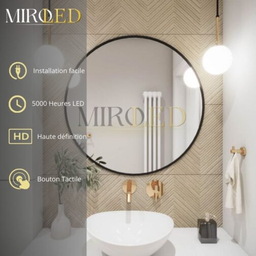 Miroir rond noir