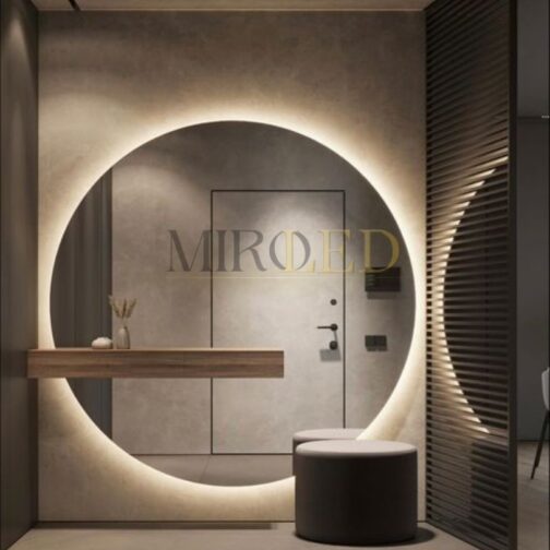 Grand miroir rond lumineux