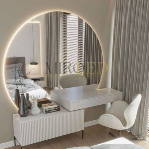 Grand miroir rond lumineux