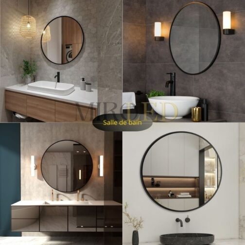 Miroir rond noir