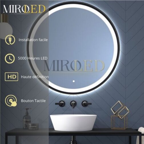 Miroir rond métal